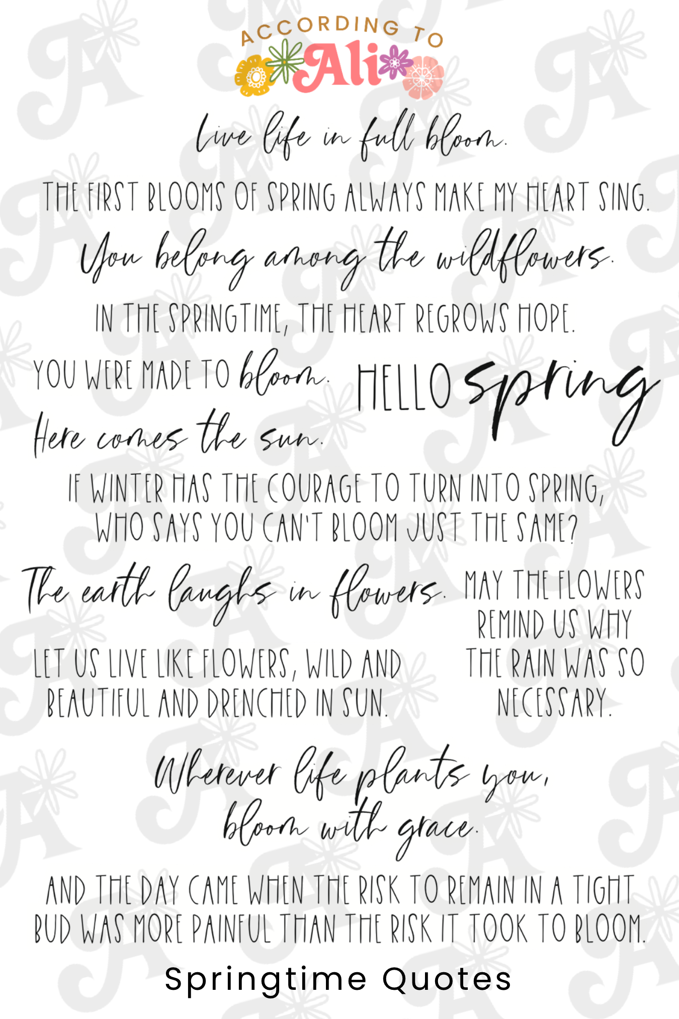 Springtime Quotes Sticker Sheet – according to ali
