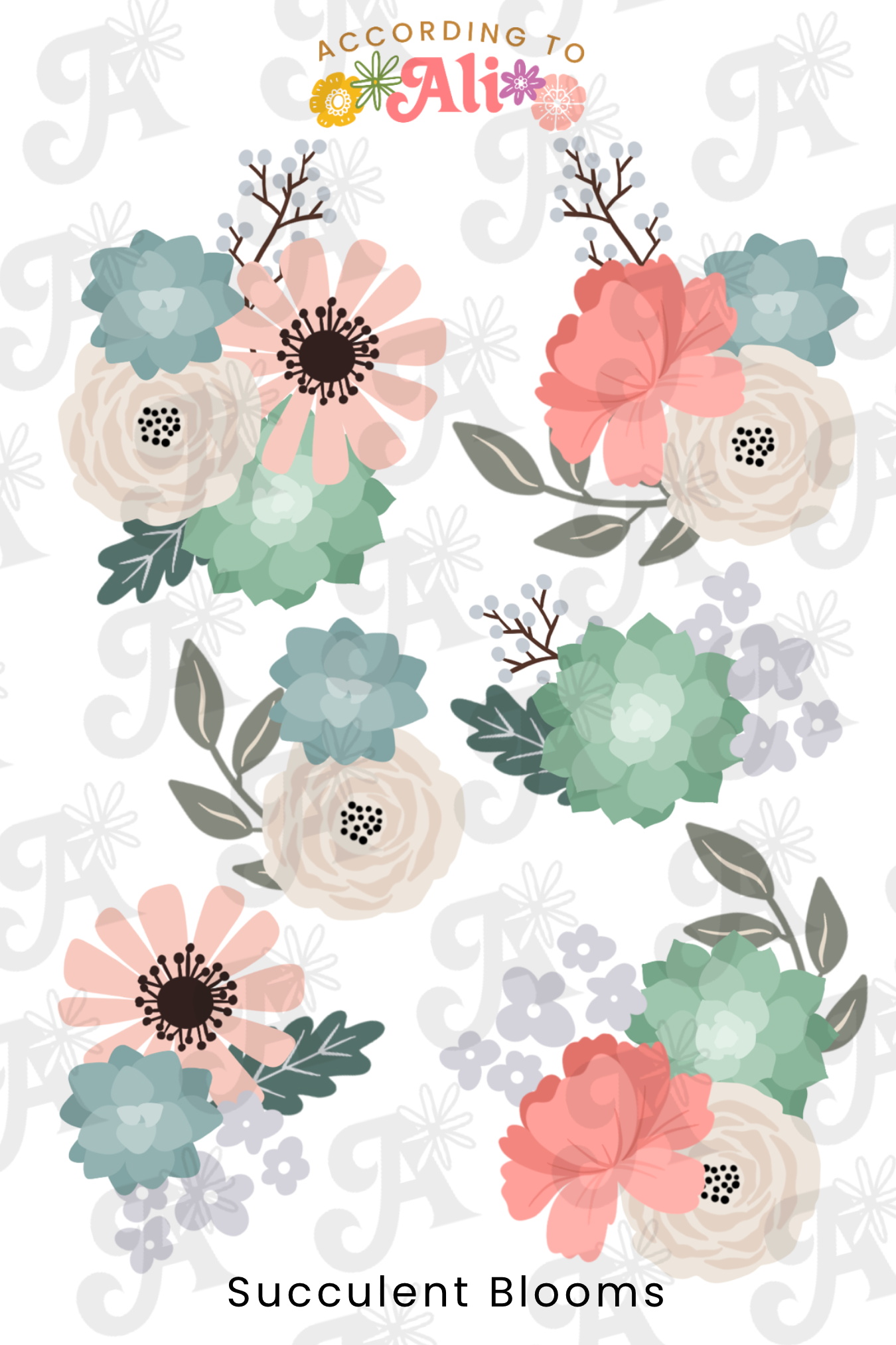 watercolor succulent stickers Succulent Blooms Sticker Sheet – according to ali