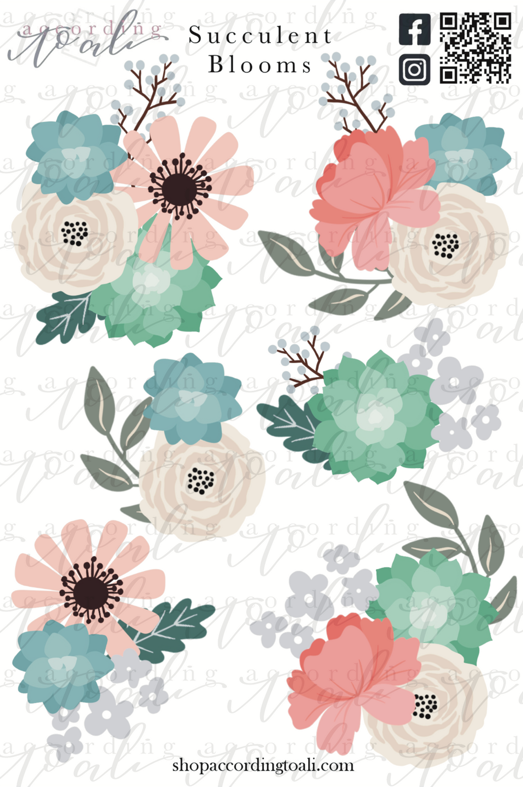 Succulent Blooms Sticker Sheet