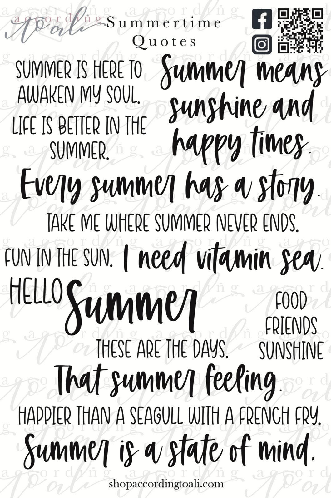 Summertime Quotes Sticker Sheet