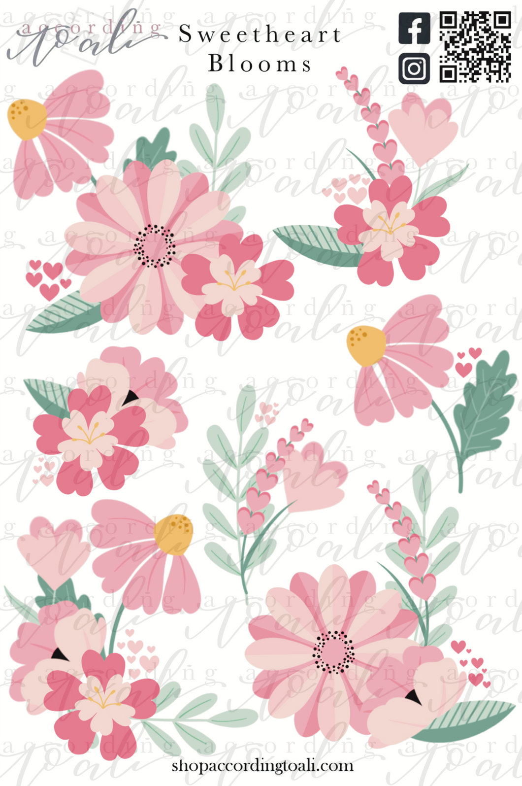 Sweetheart Blooms Sticker Sheet