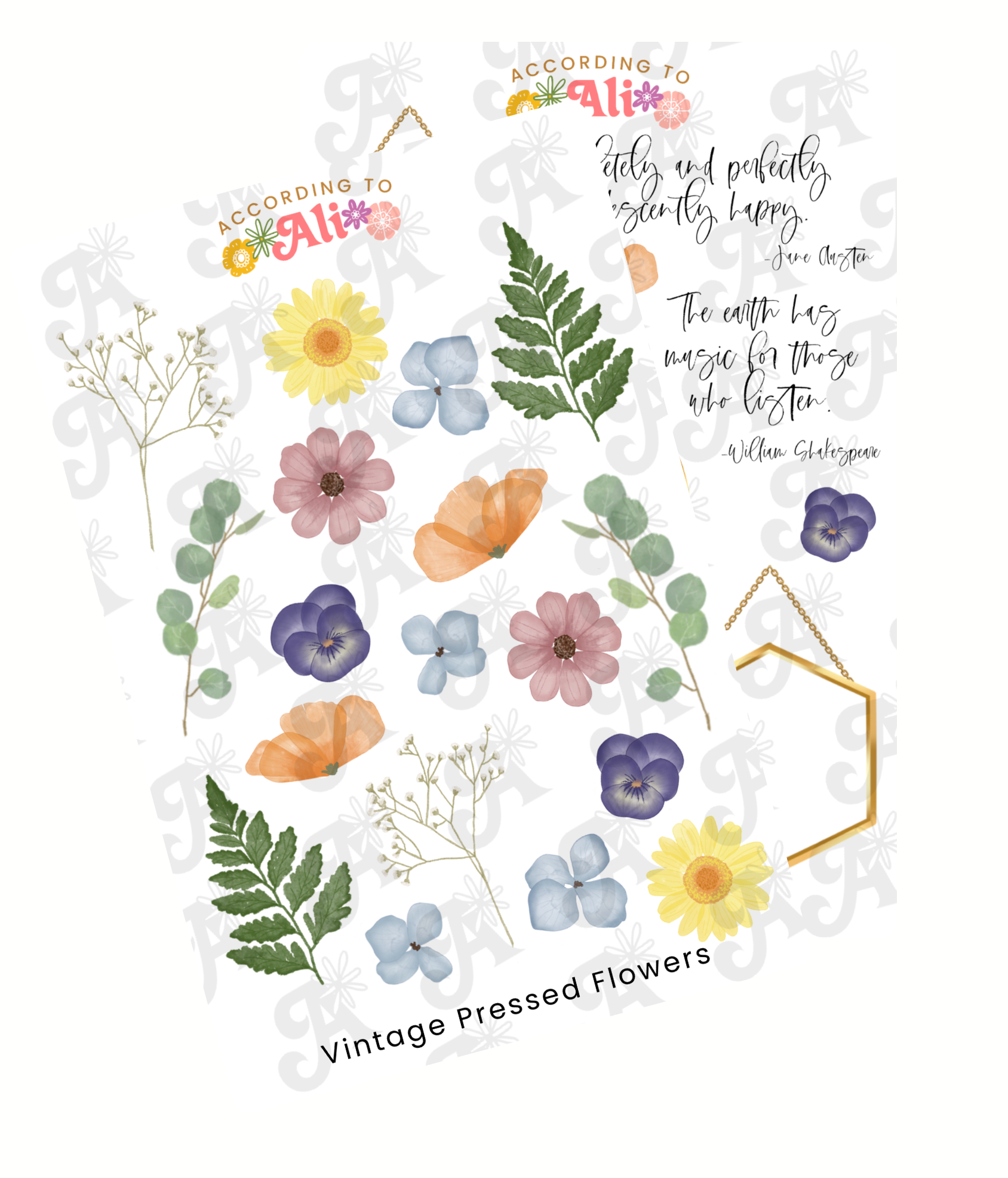 Vintage Pressed Flowers Sticker Sheet – according to ali