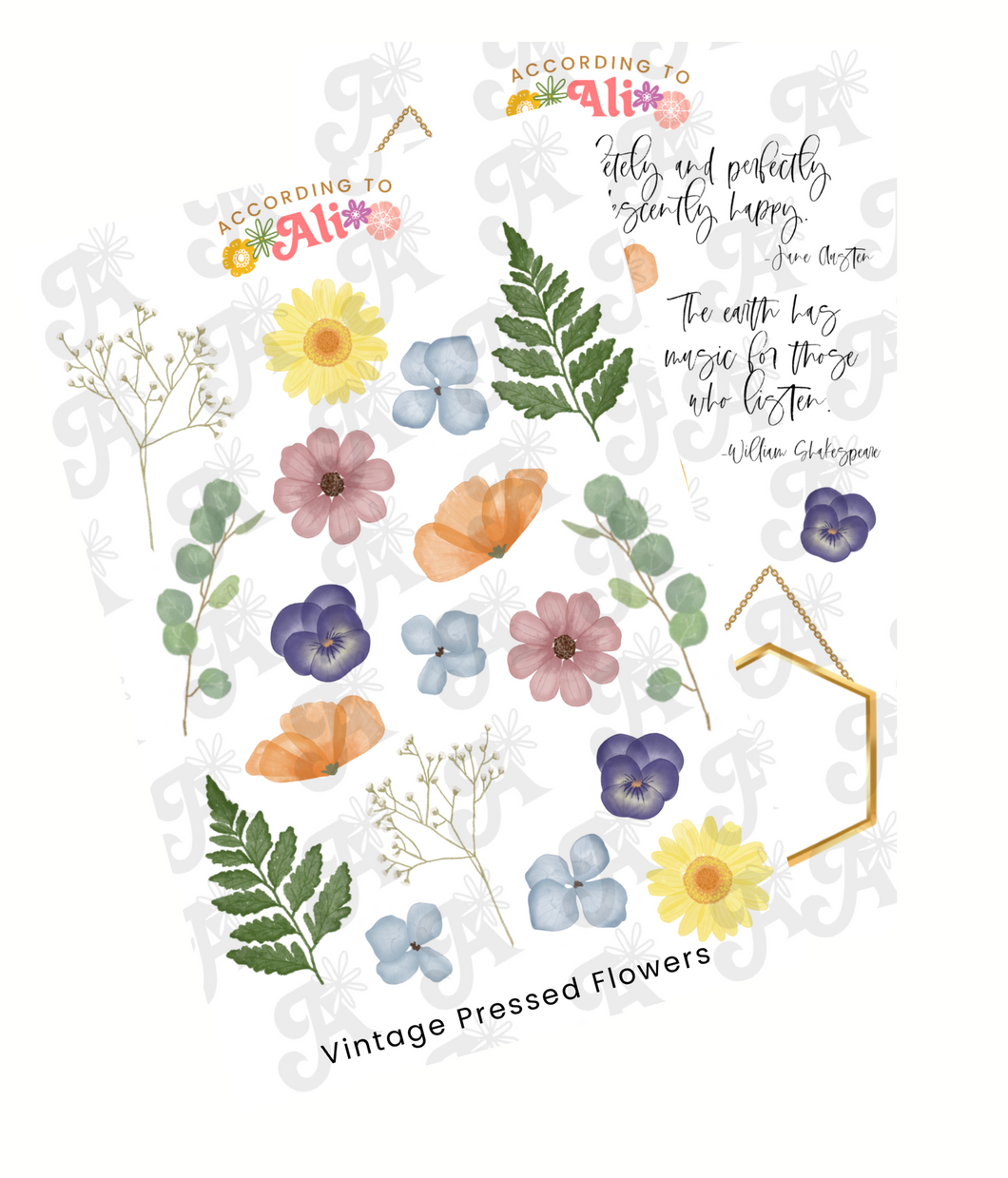 Vintage Pressed Flowers Sticker Sheet