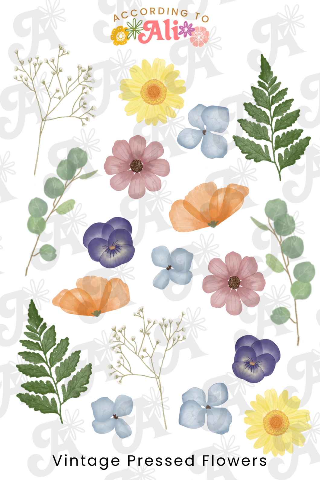 Vintage Pressed Flowers Sticker Sheet