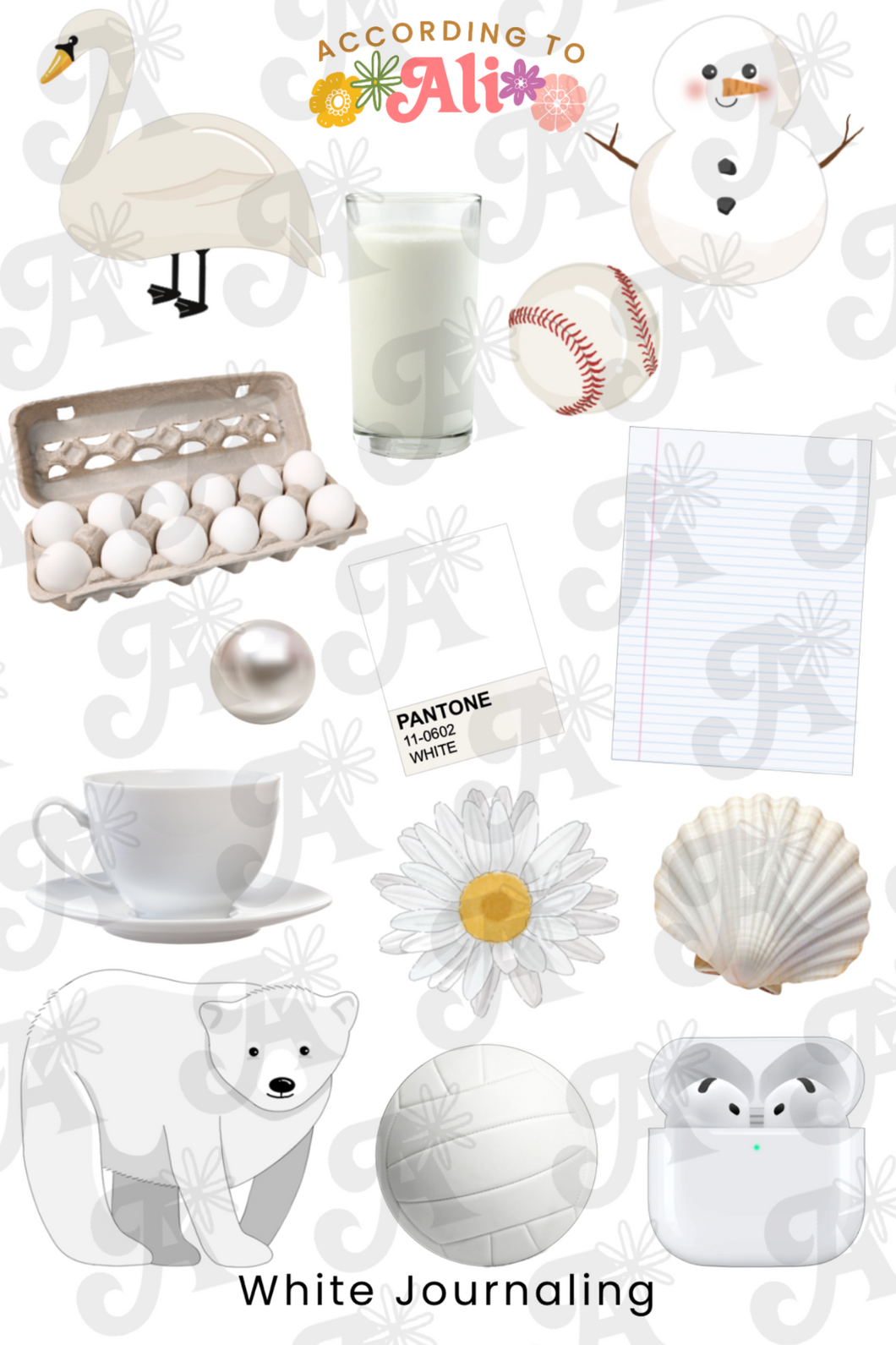 White Journaling Sticker Sheet