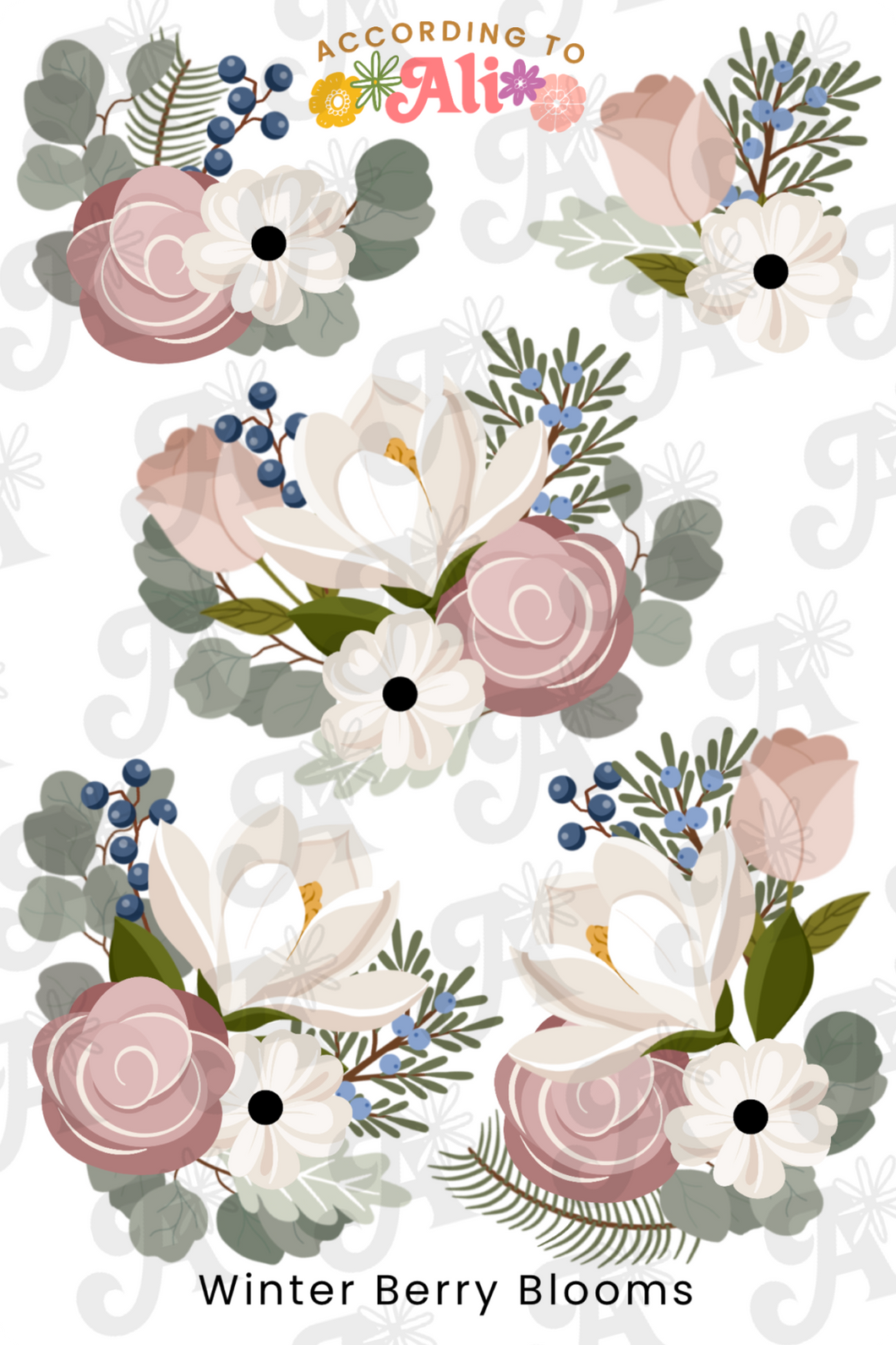 Winter Berry Blooms Sticker Sheet