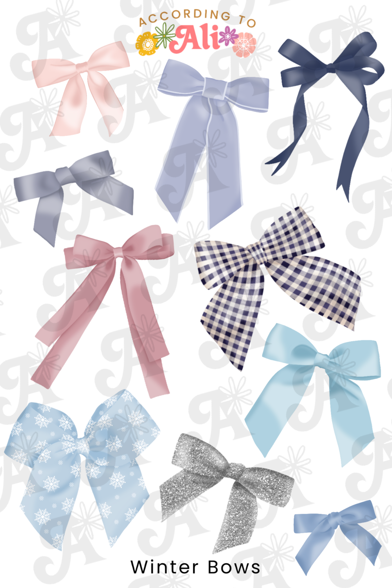 Winter Bows Sticker Sheet – according to ali