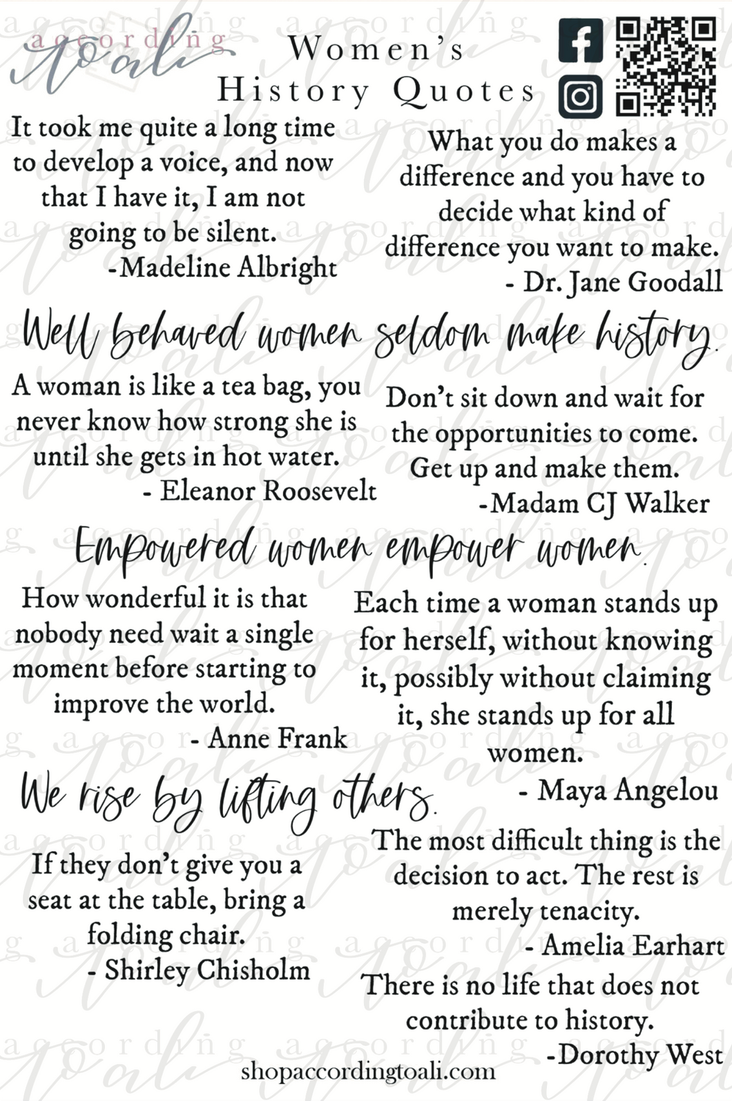 Women’s History Quotes Sticker Sheet