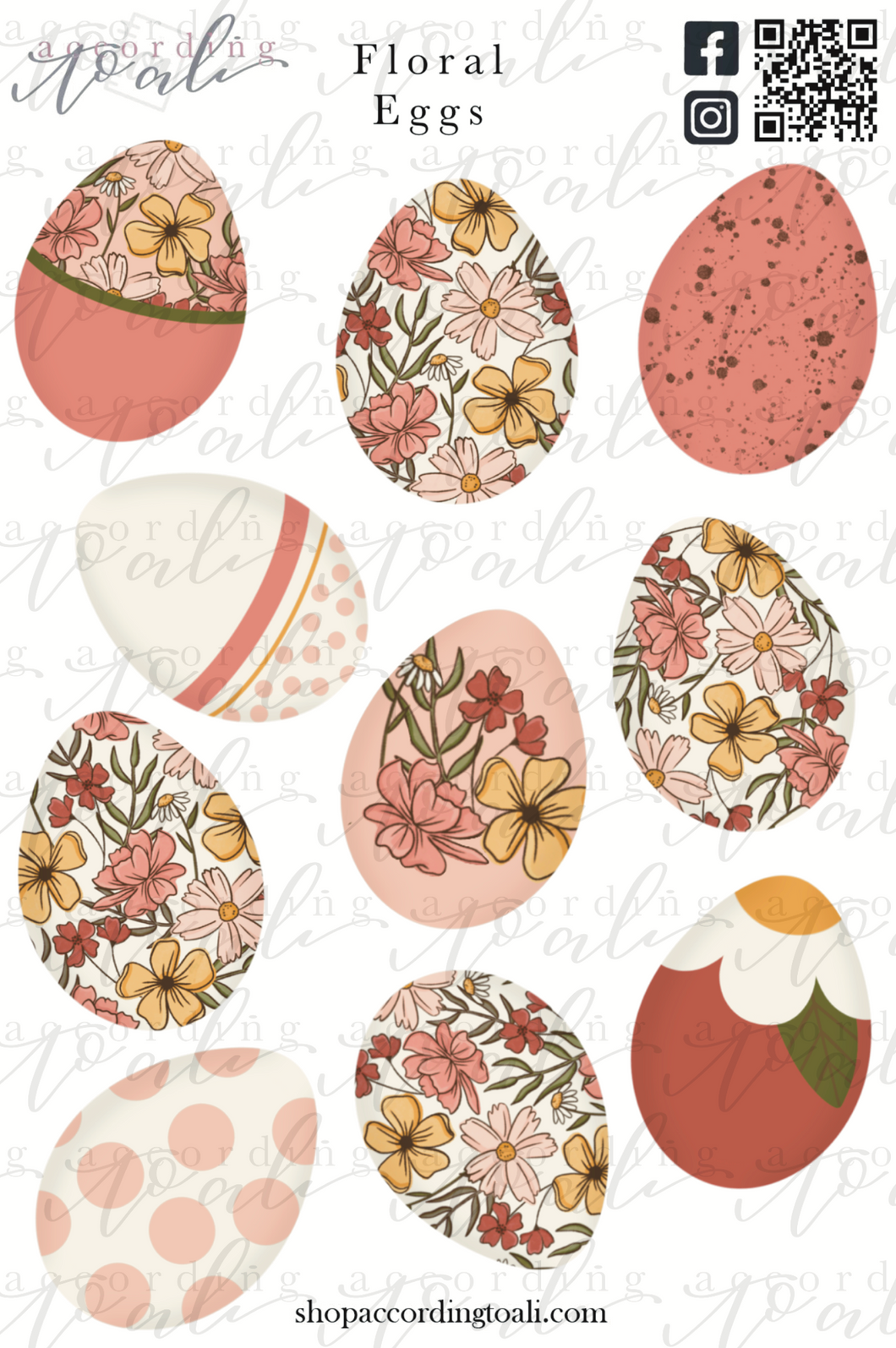 Floral Eggs Sticker Sheet
