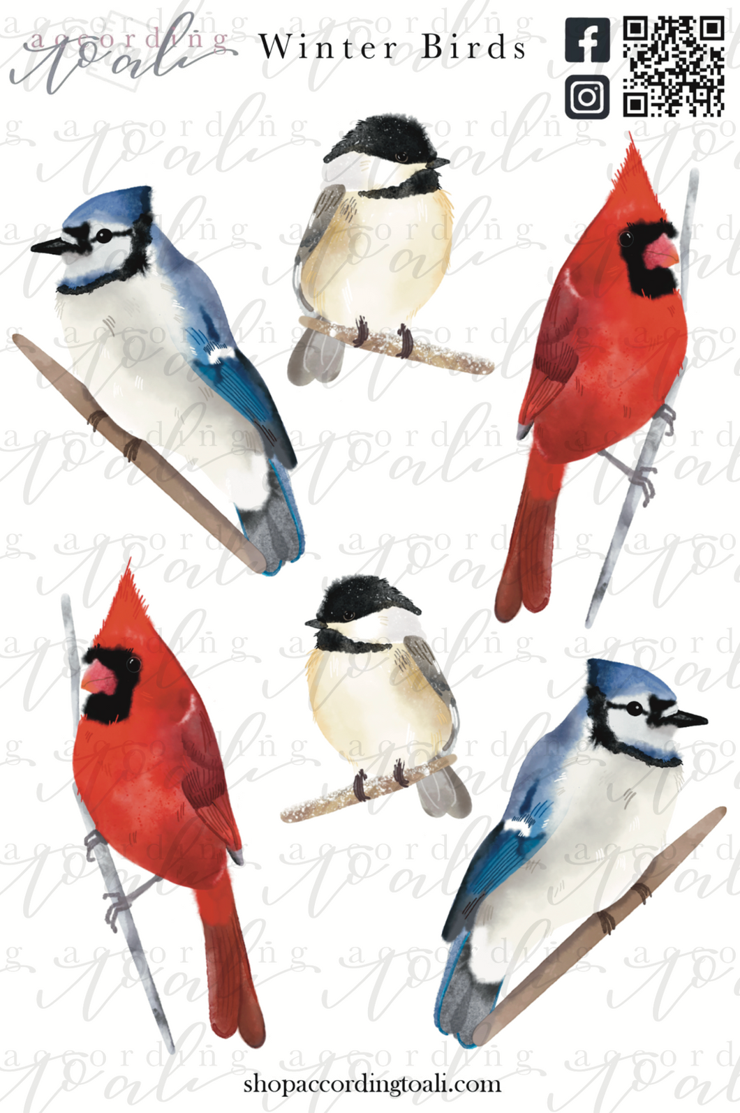 Winter Birds Sticker Sheet