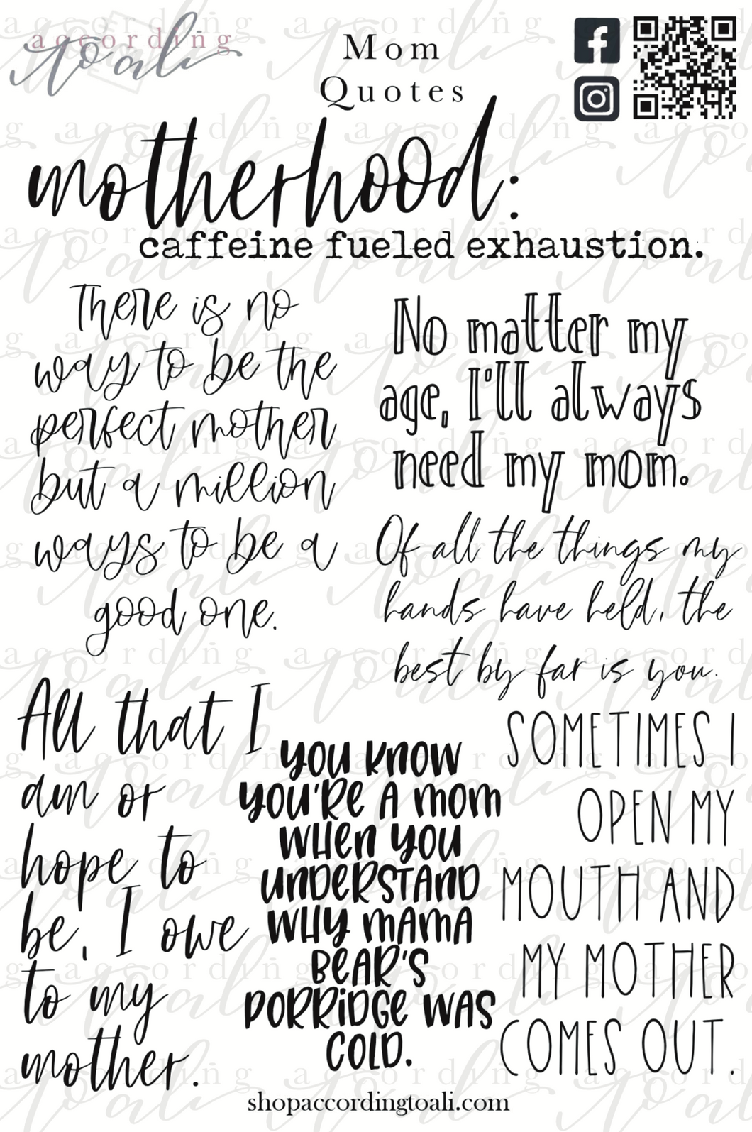 Mom Quotes Sticker Sheets