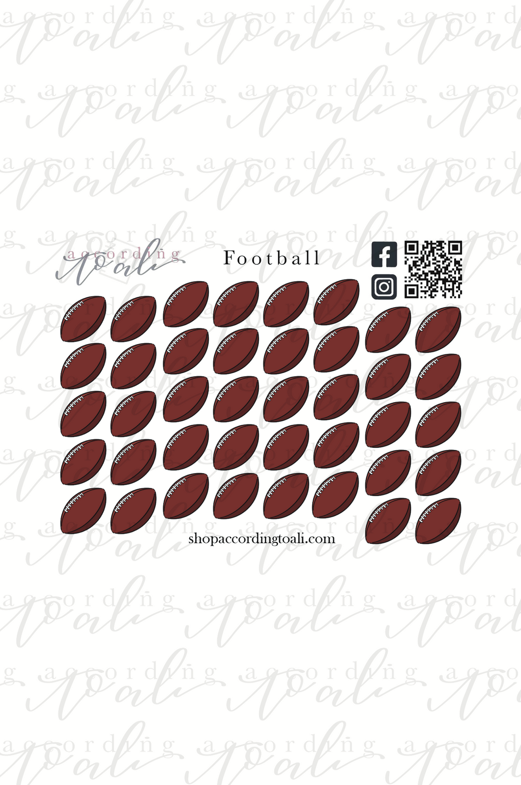 Football Icons Sticker Sheet