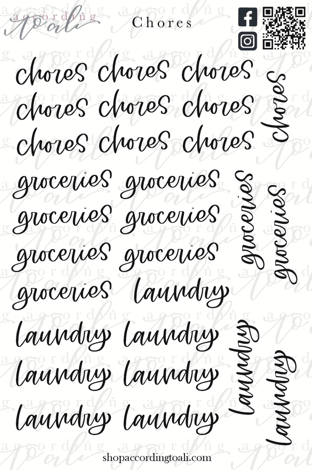 MINI Chores Sticker Sheet