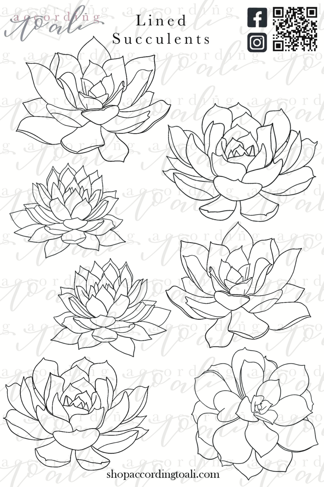 Lined Succulents Sticker Sheets