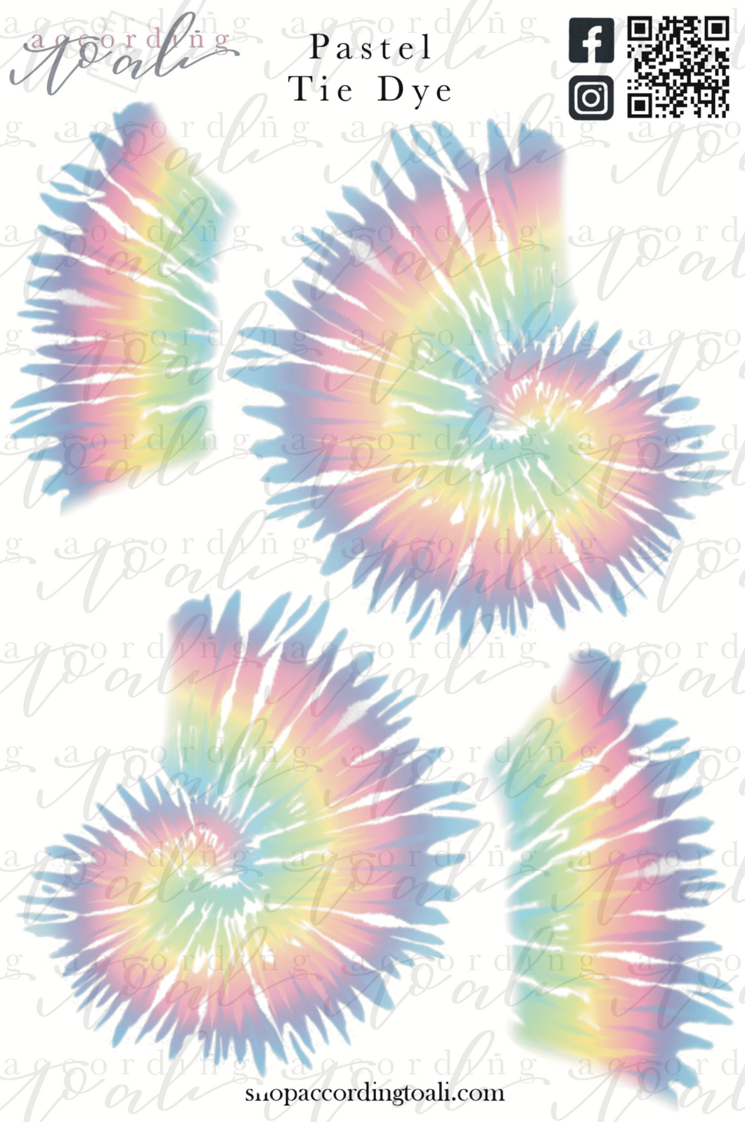 Pastel Tie Dye Sticker Sheet