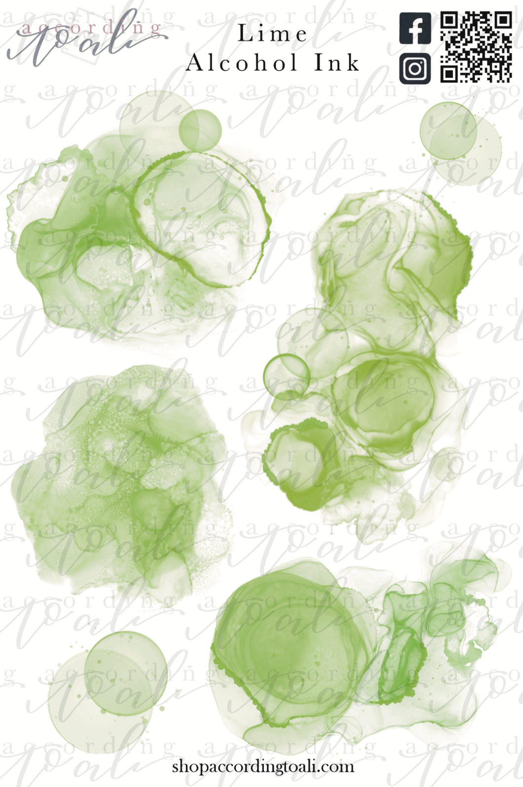 Lime Alcohol Ink Sticker Sheet