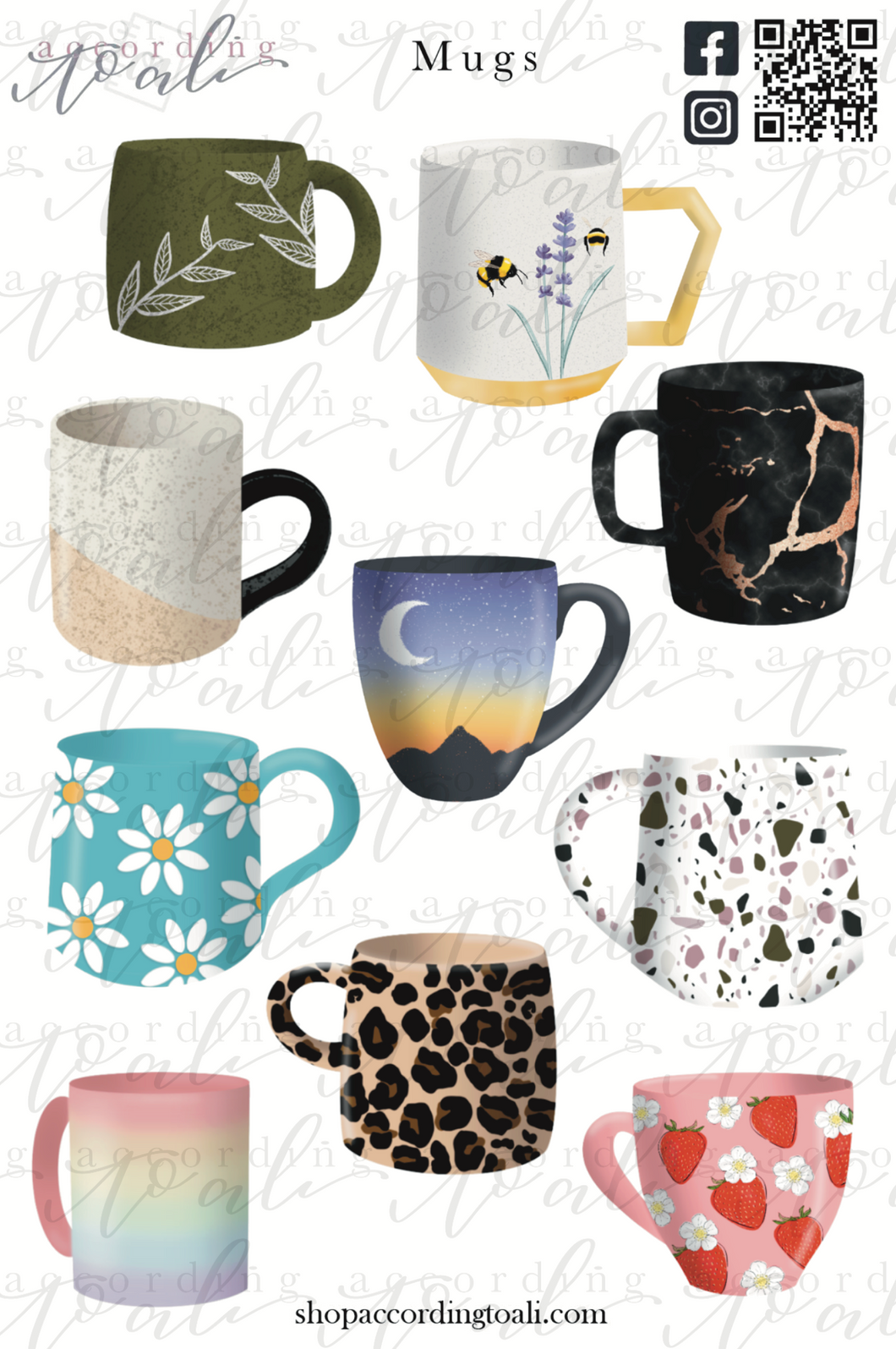 Mugs Sticker Sheet