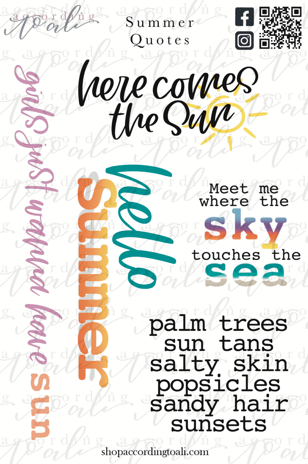 Summer Quotes Sticker Sheet