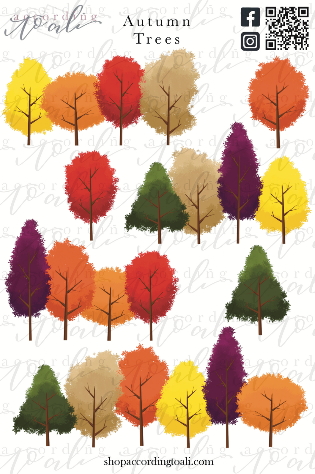 Autumn Trees Sticker Sheet