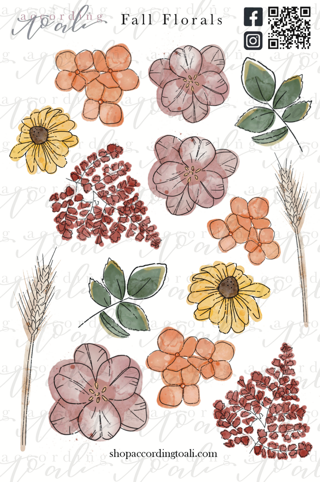 Fall Florals Sticker Sheet