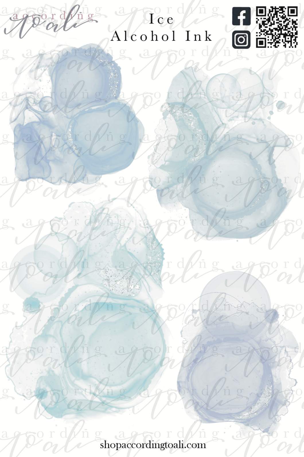 Ice Alcohol Ink Sticker Sheet