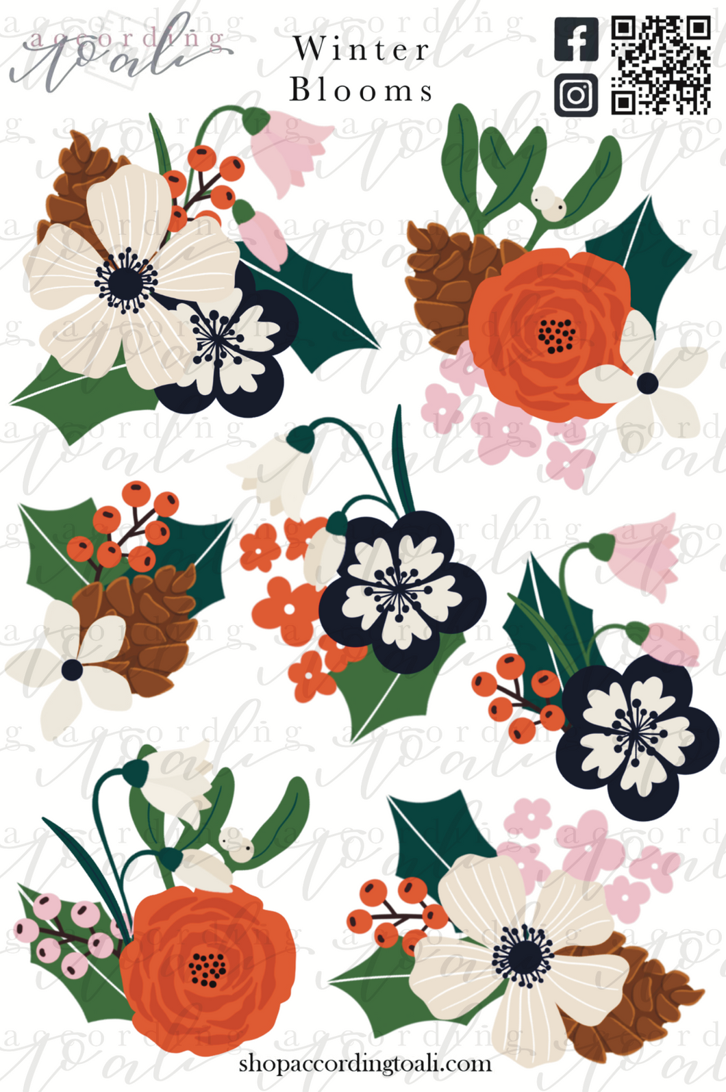 Winter Blooms Sticker Sheet